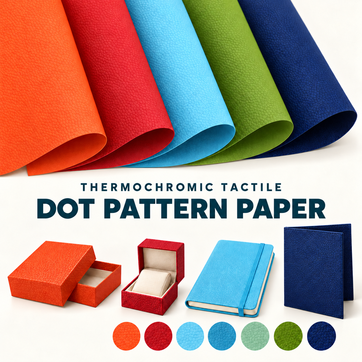 Thermochromic tactile polka-dot paper colors and application examples