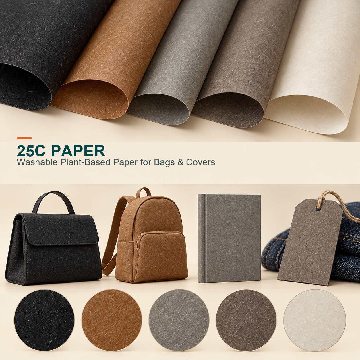 25C Plant-Based Washable Synthetic Leather Paper