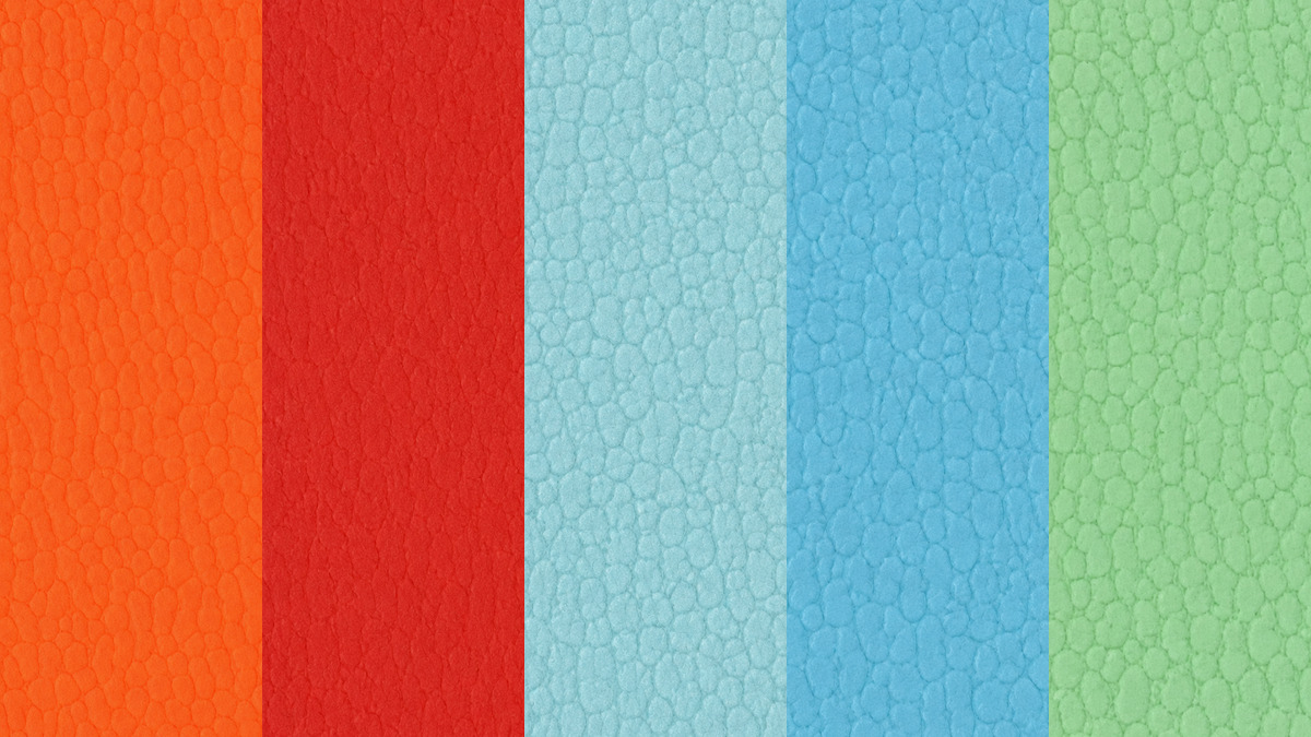 Colored material rolls used to compare surface and color directions