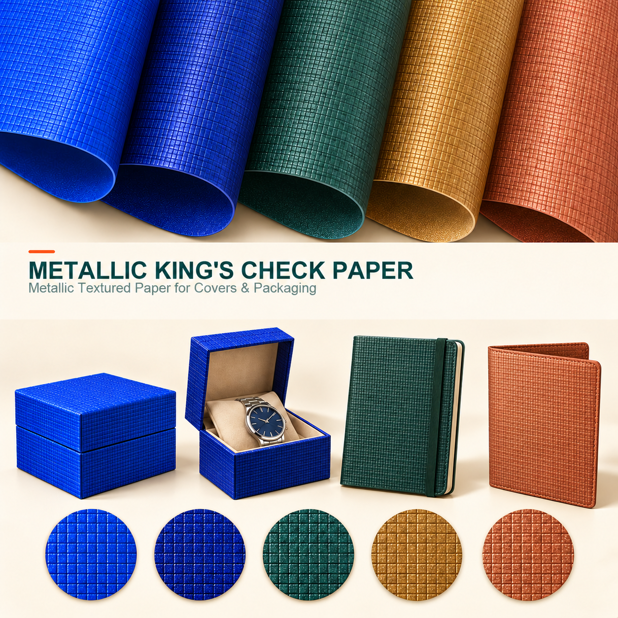 Metallic King's Check Leatherette Paper main image