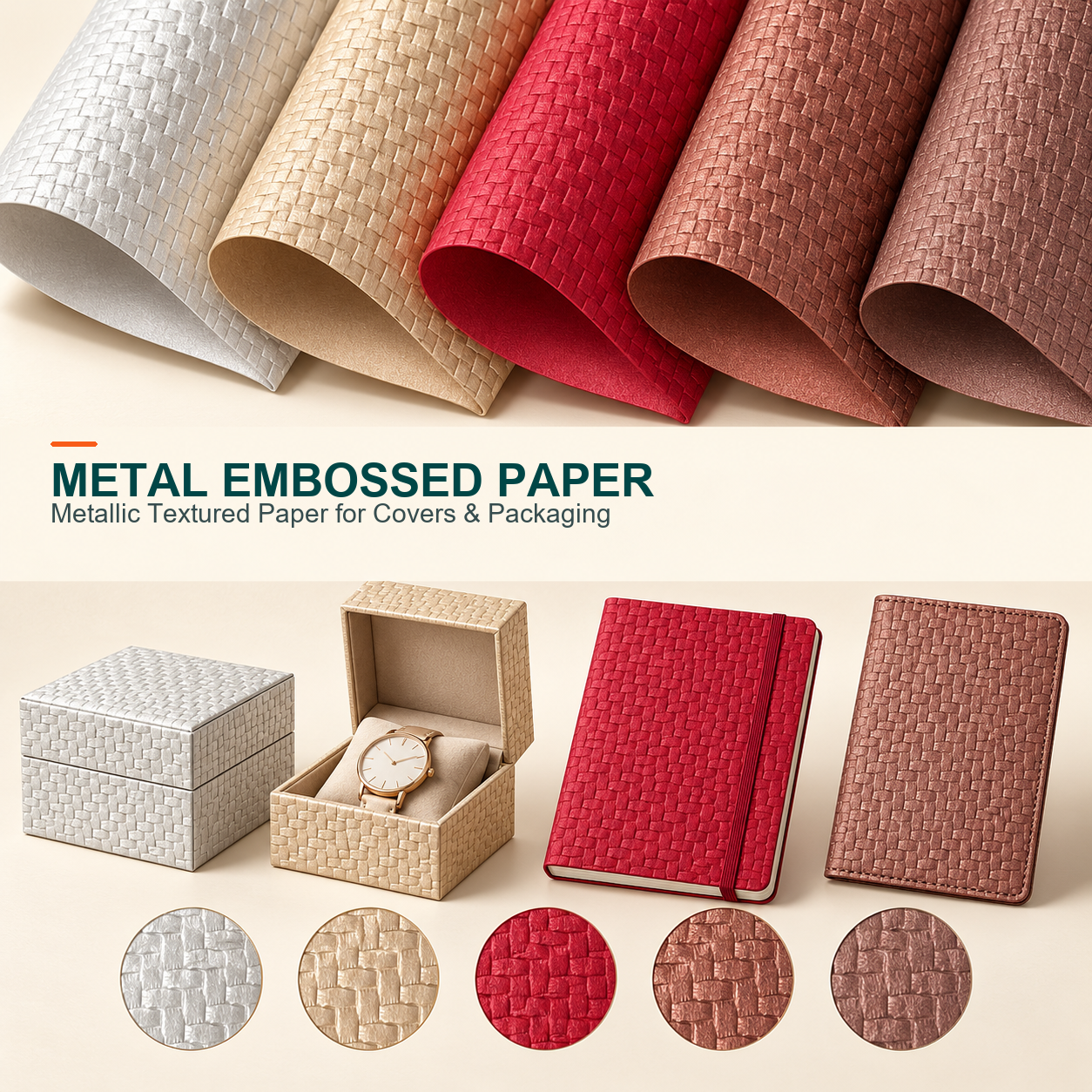 Metal embossed leather paper