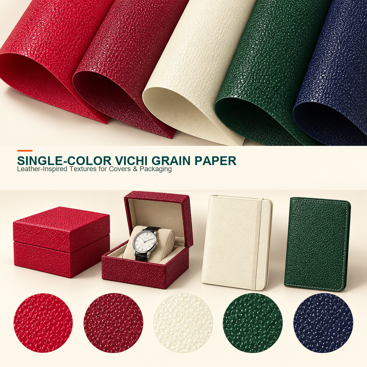 Single-color Vichi grain leather paper
