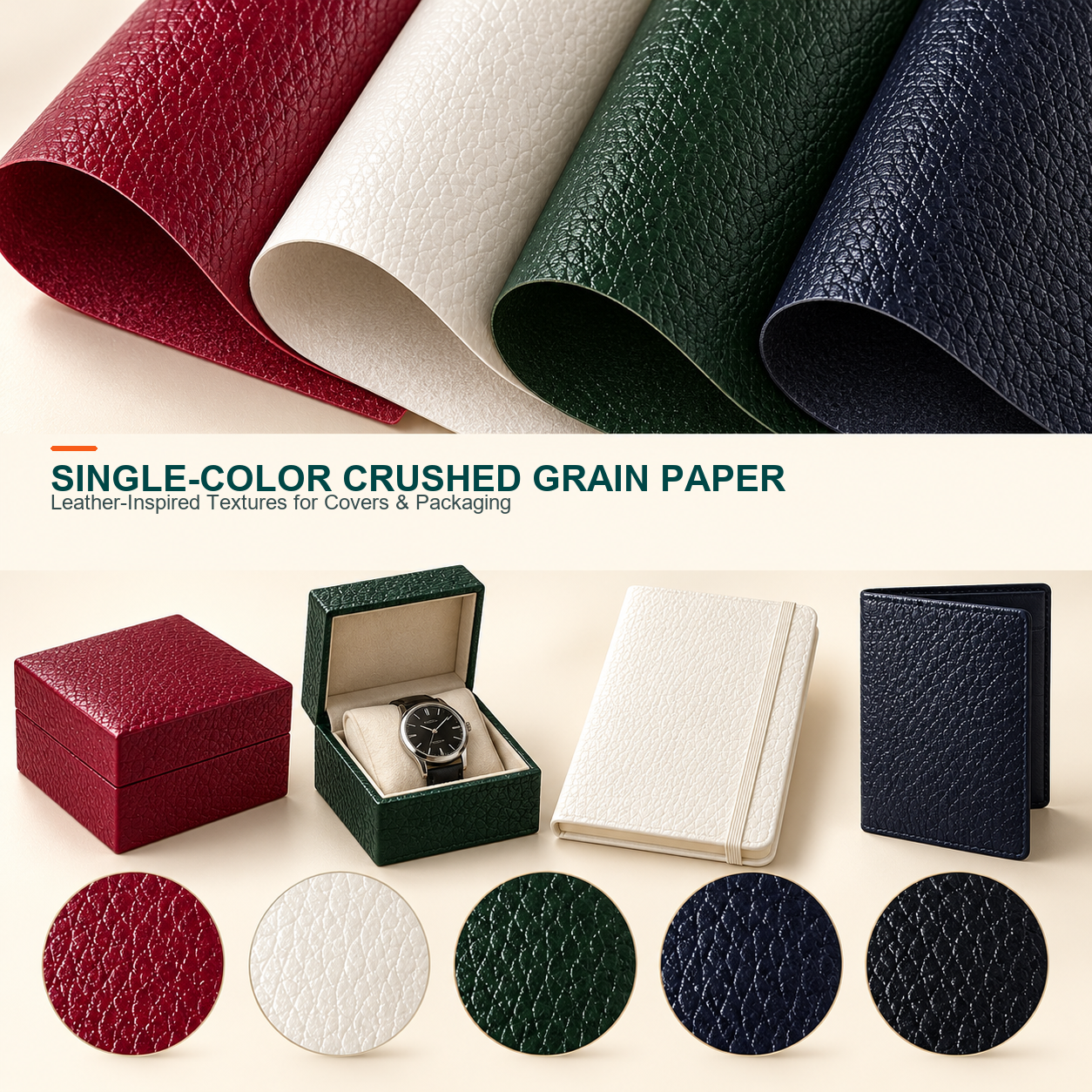 Single-color crushed grain leather paper