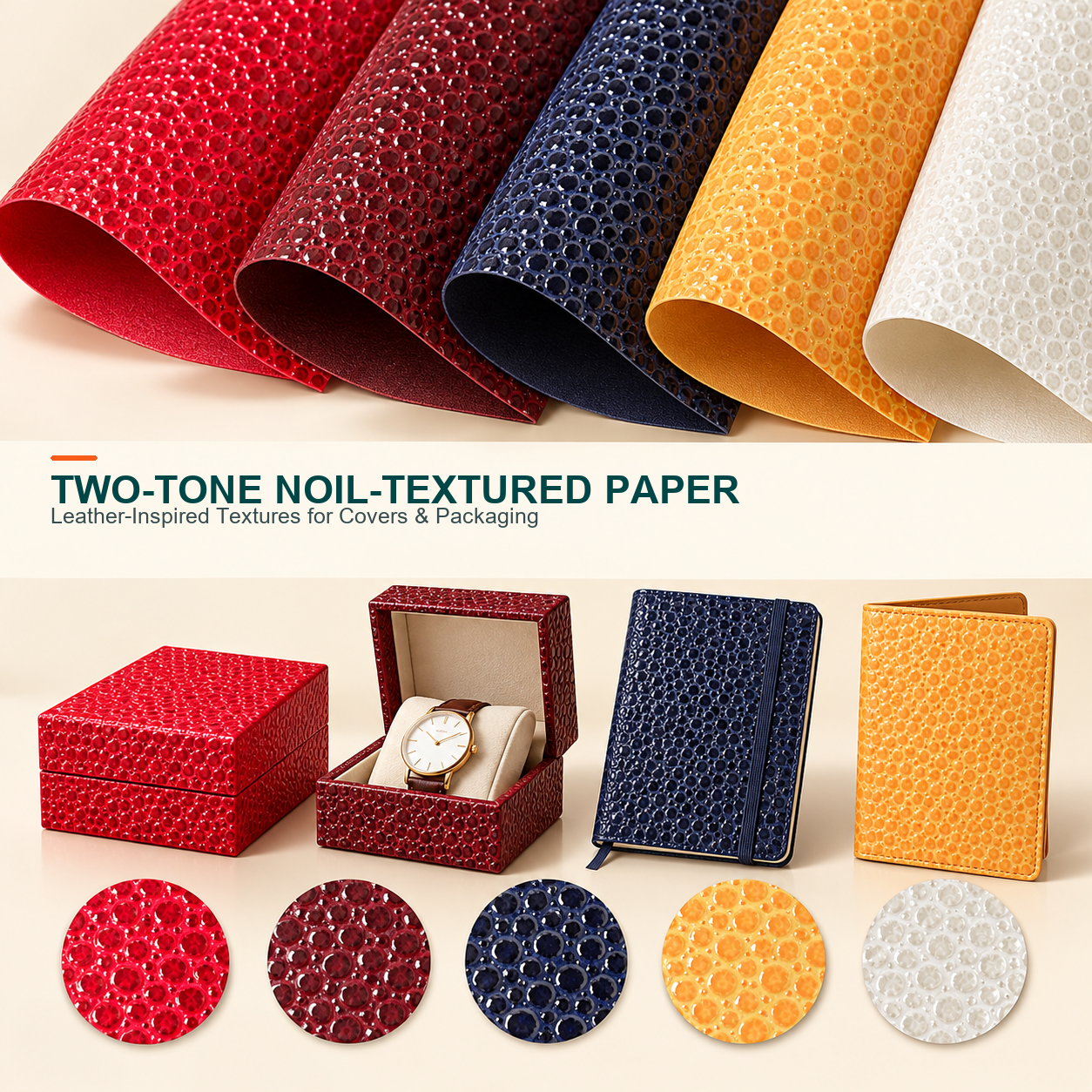Two-tone Noil-textured Synthetic Leather Paper