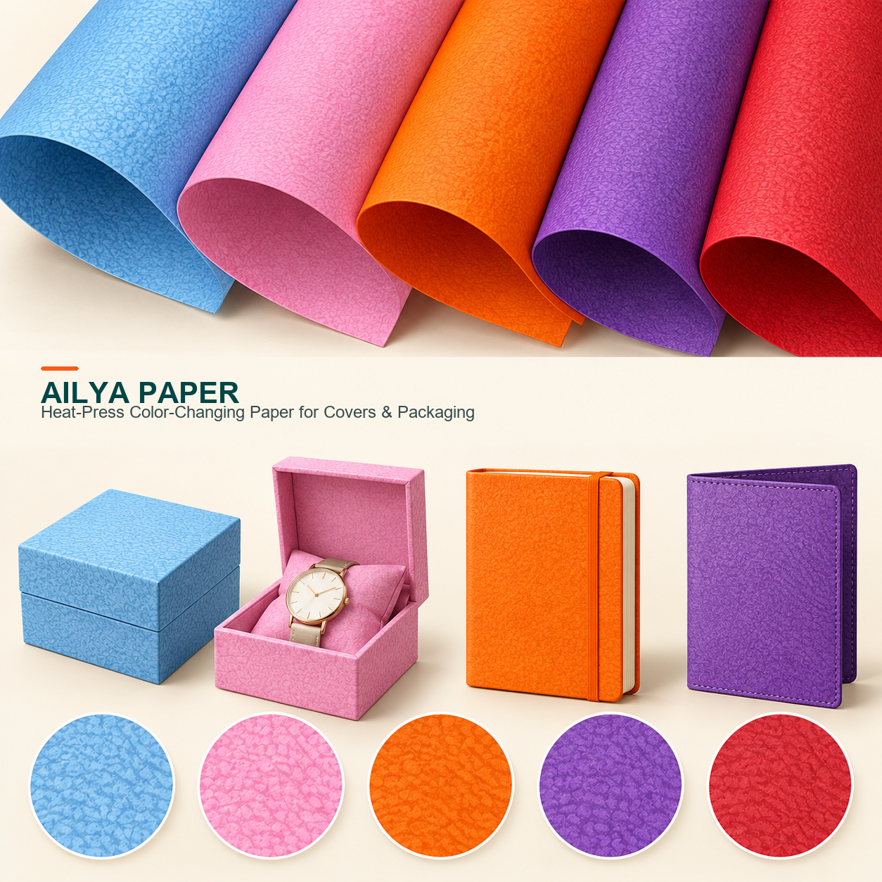 Thermochromic Tactile Ailya Leather Paper
