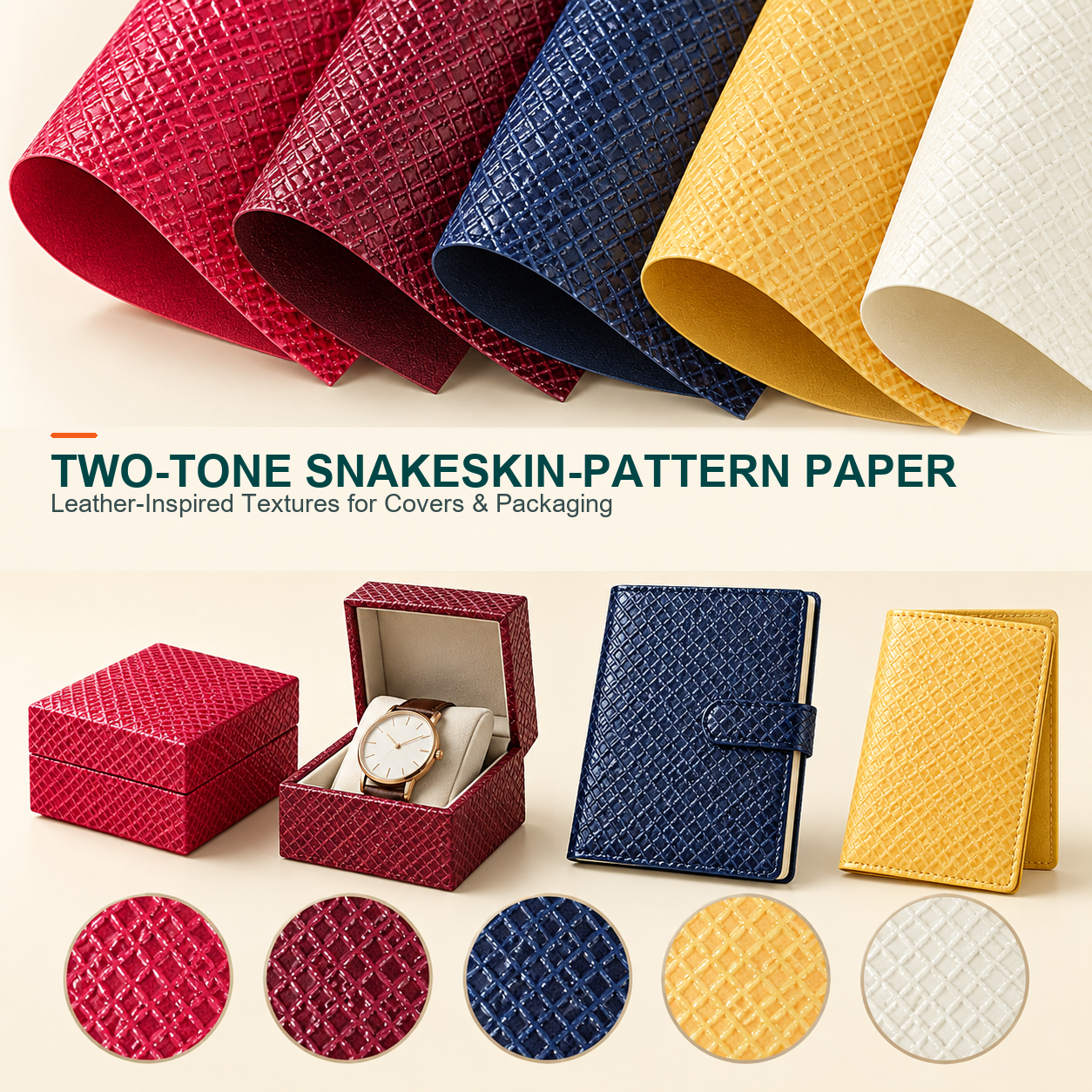 Two-tone Snakeskin-pattern Synthetic Leather Paper