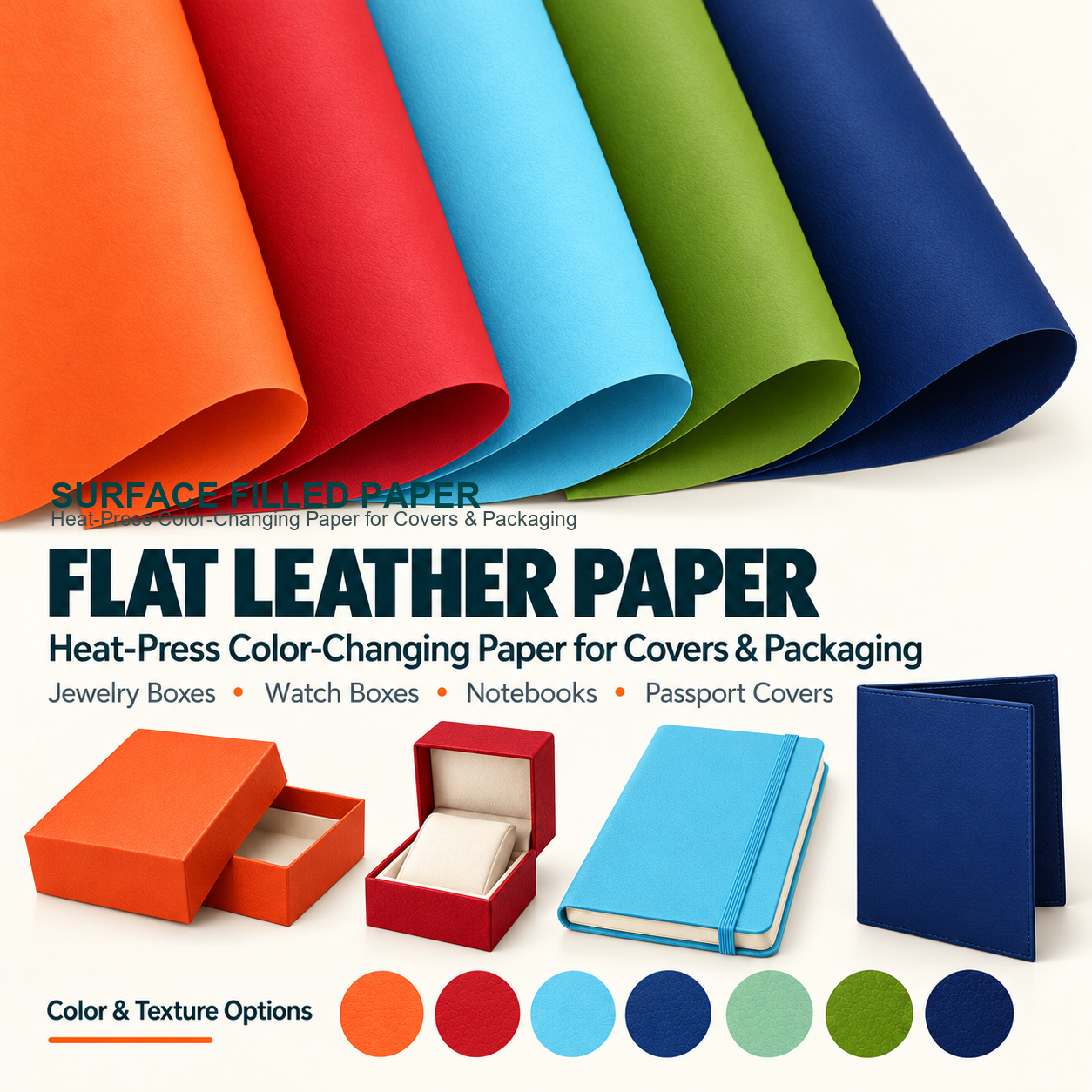 Thermochromic tactile surface filled leather paper main image