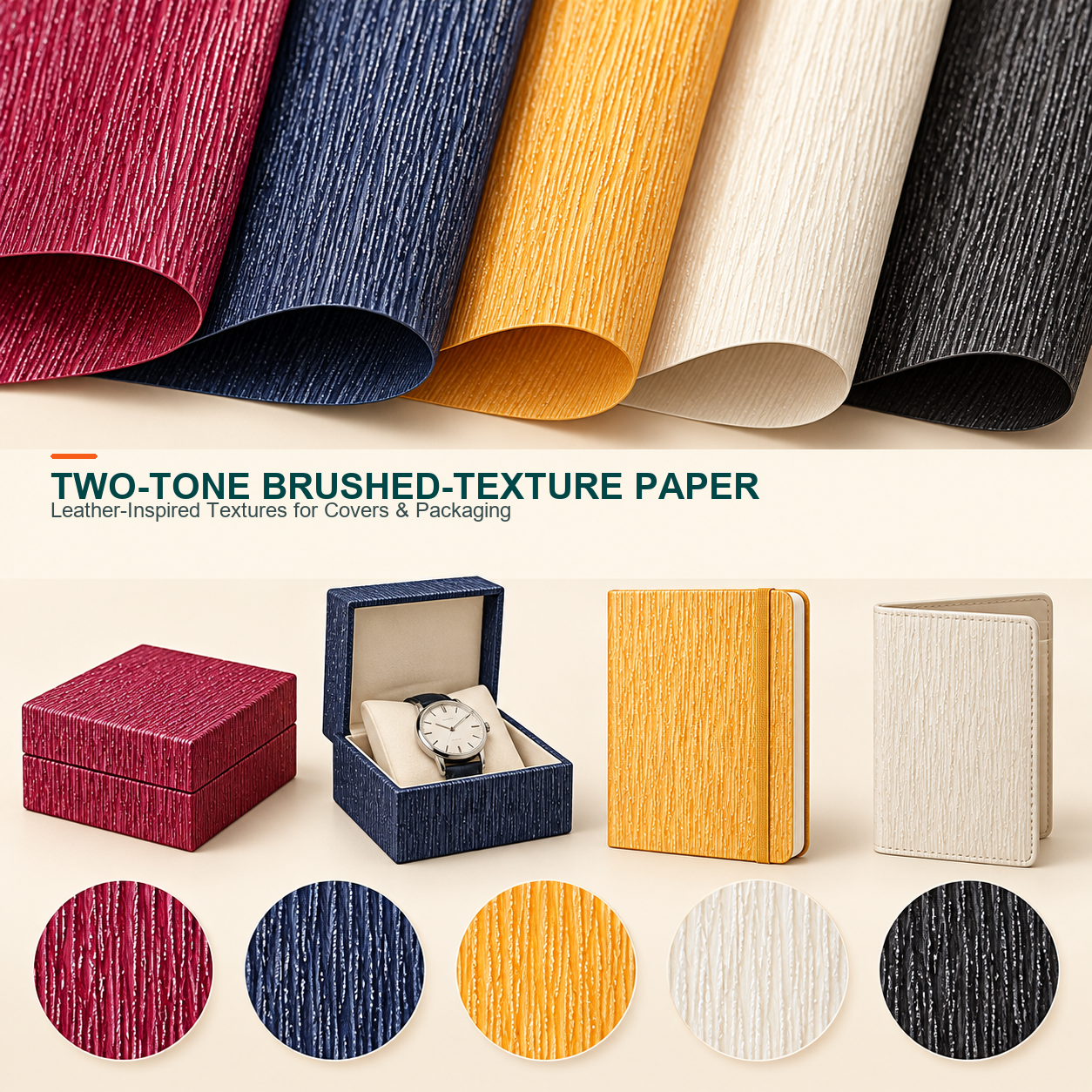 Two-tone Brushed-texture Synthetic Leather Paper