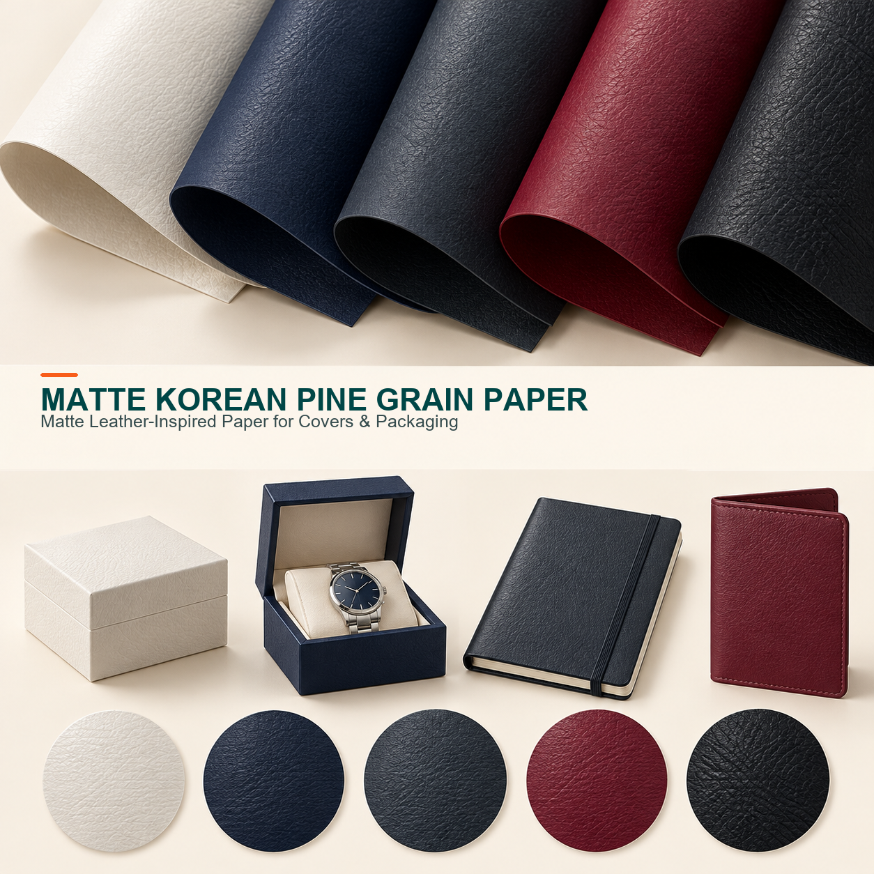 Matte Korean Pine Grain Leather Paper