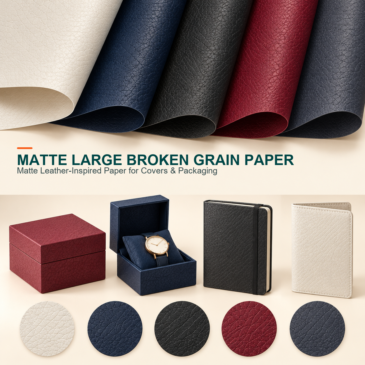 Matte Large Broken Grain Leather Paper