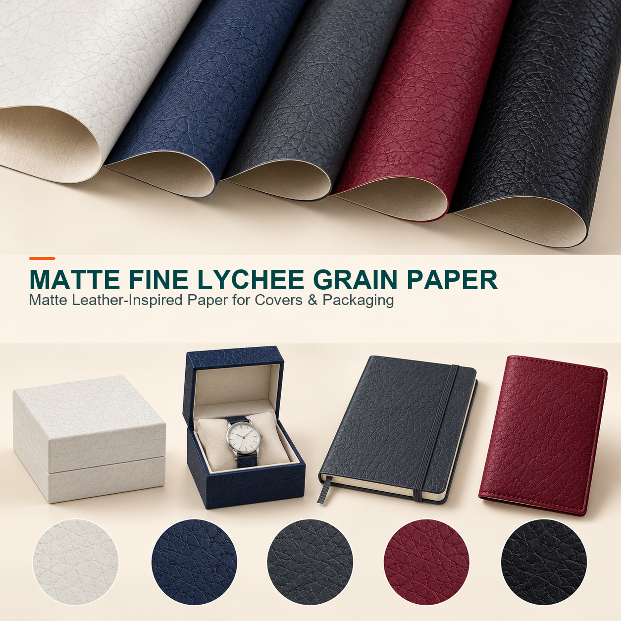 Matte Fine Lychee Grain Leather Paper