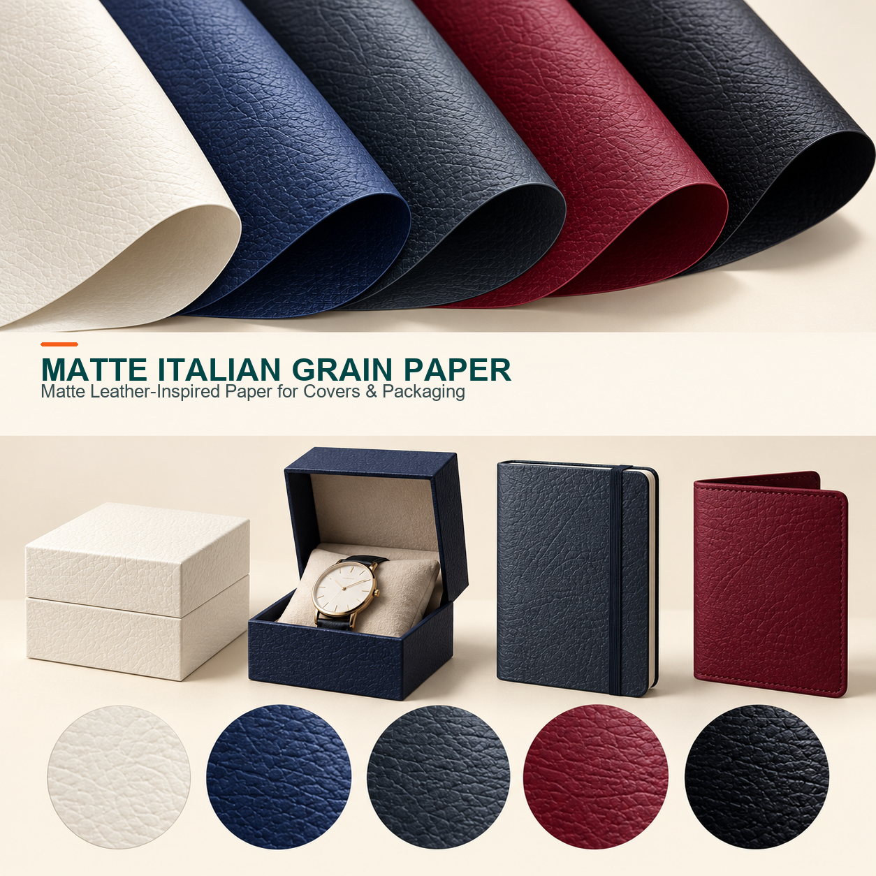 Matte Italian Leather Grain Leather Paper