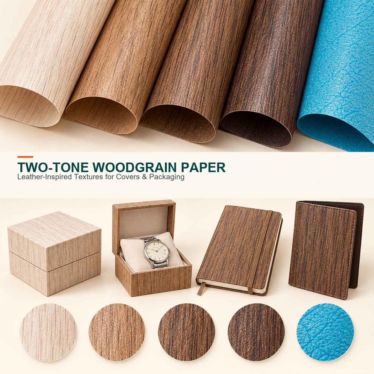 Two-tone Woodgrain Synthetic Leather Paper