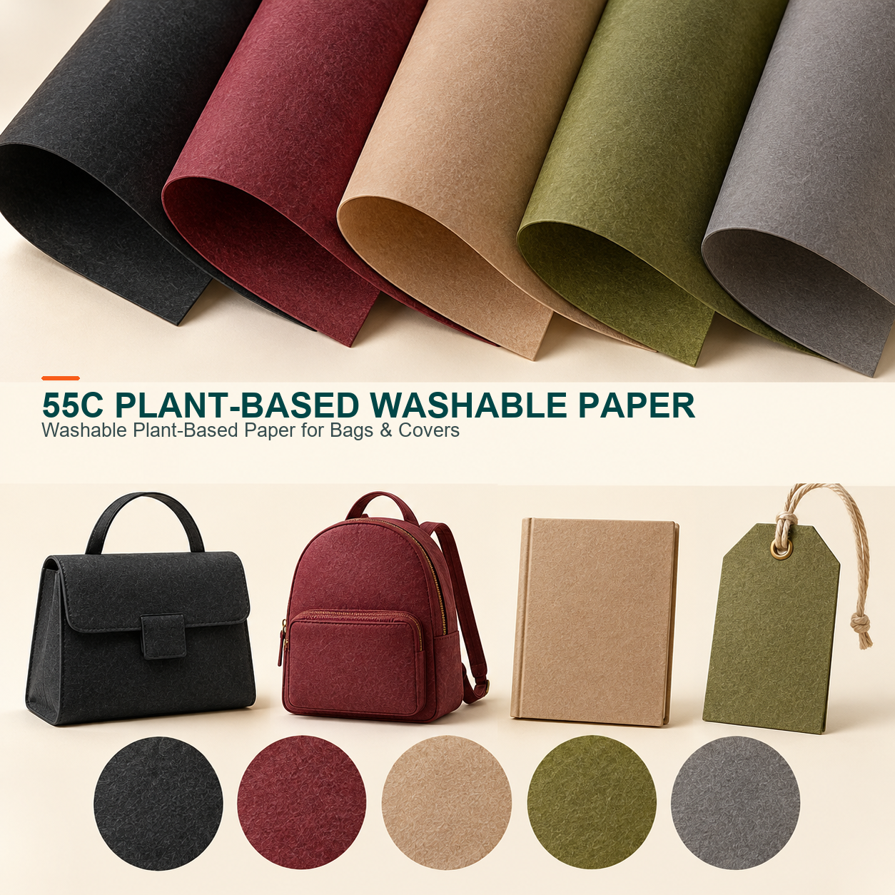 55C Plant-Based Washable Synthetic Leather Paper main image
