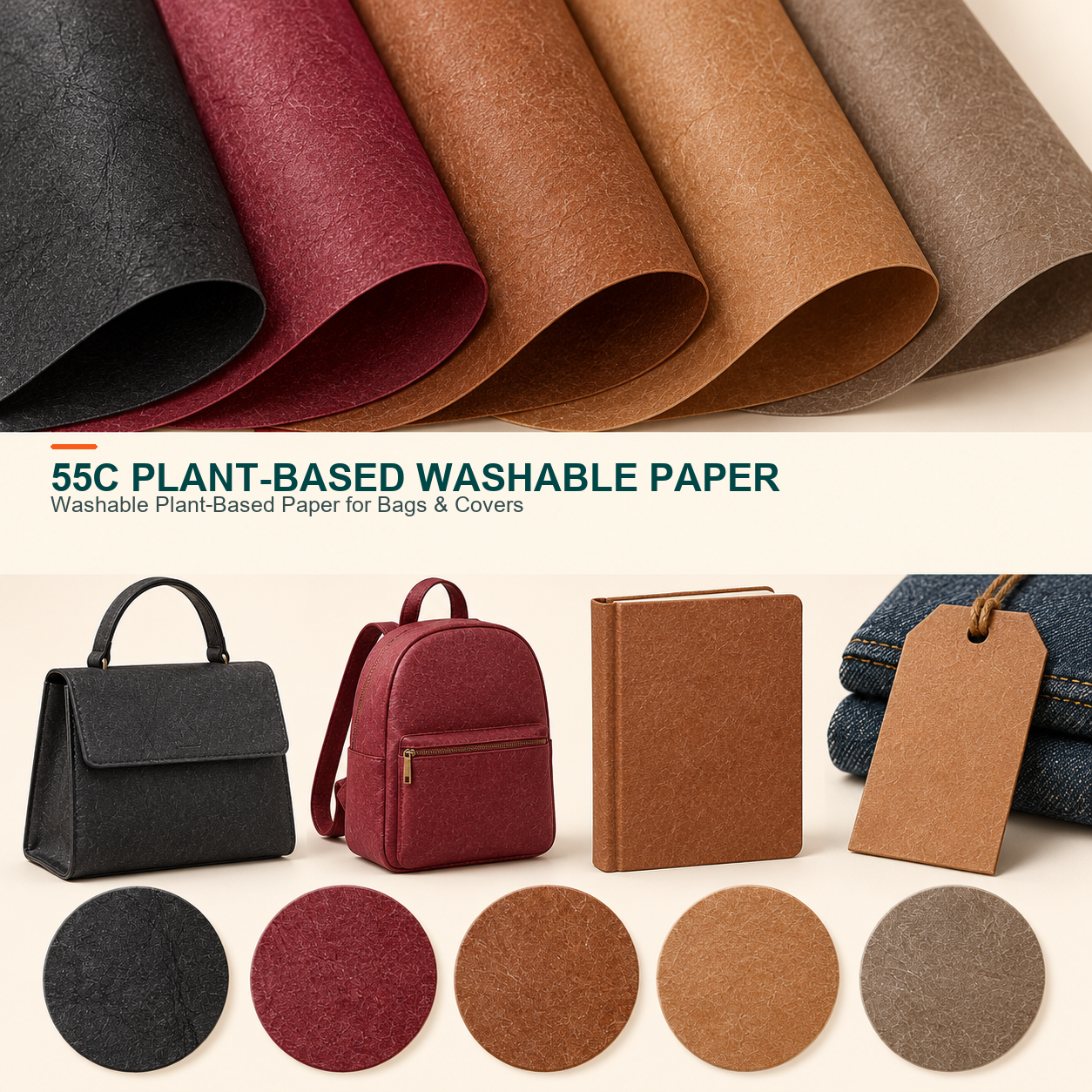 55C Plant-Based Washable Synthetic Leather Paper main image