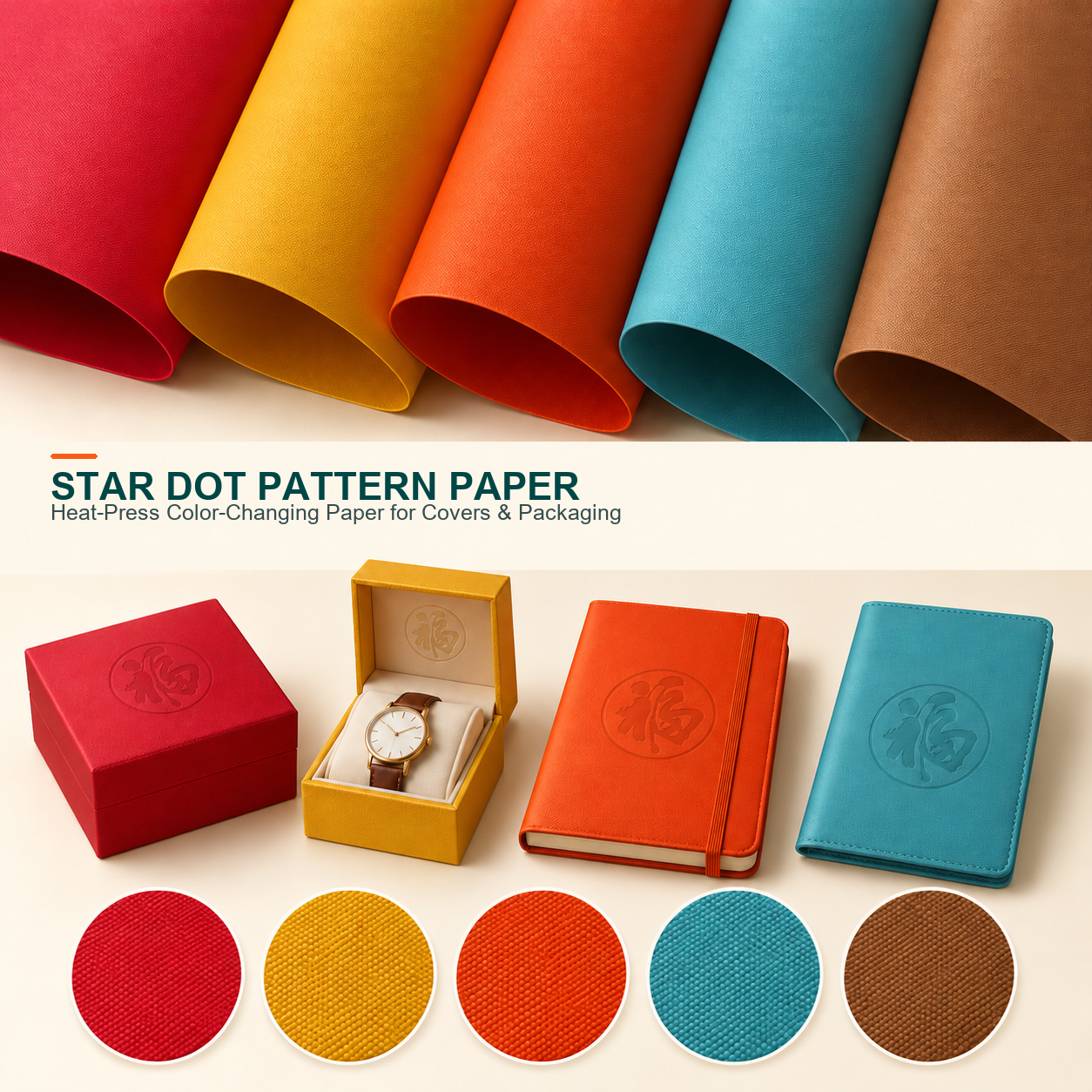 35C Water-wash Heat-press Color-changing Star Dot Pattern Leather Paper main image