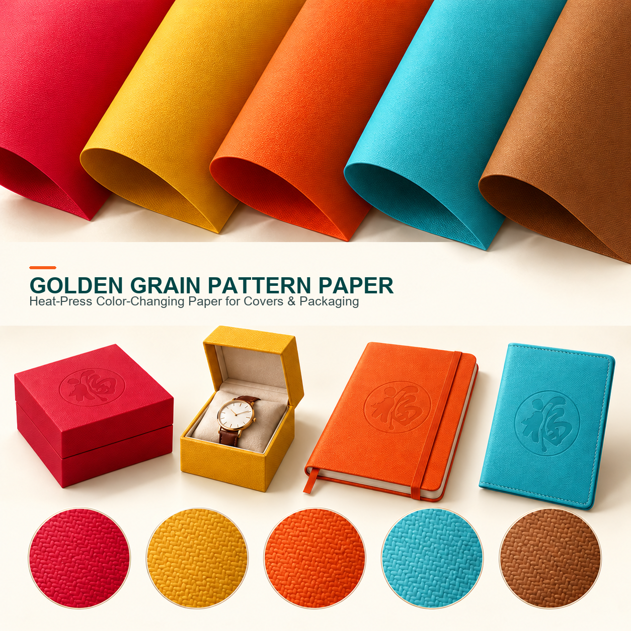 35C Water-wash Heat-press Color-changing Golden Grain Pattern Leather Paper main image