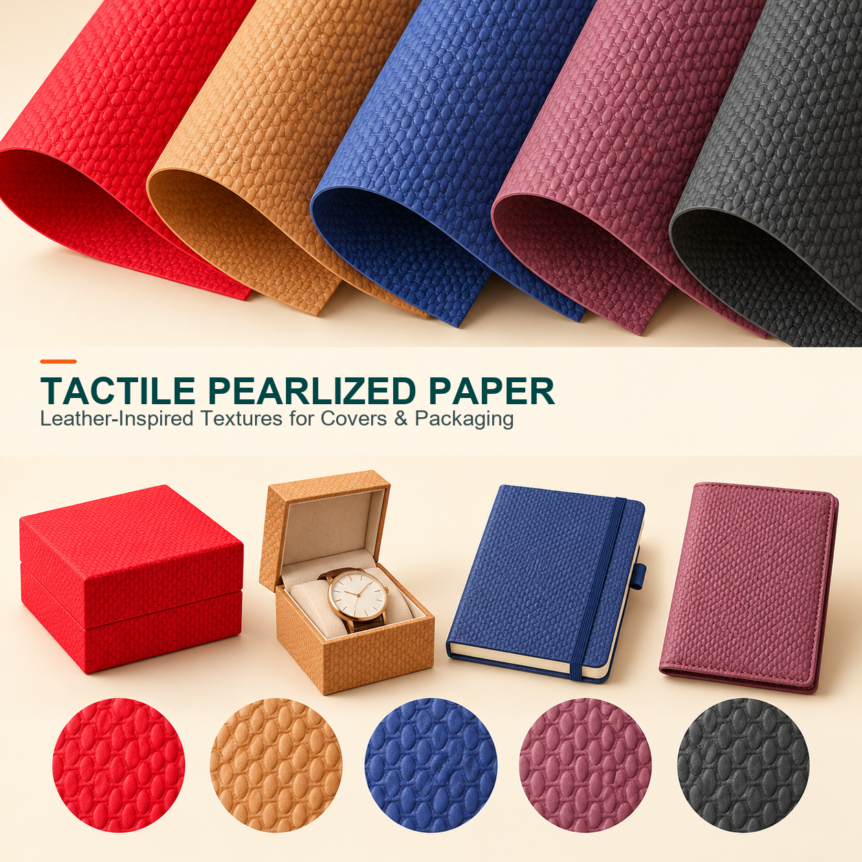 Tactile Pearlized Synthetic Leather Paper